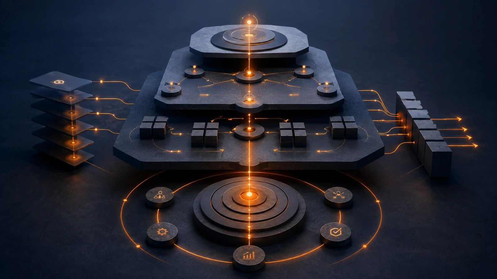 Abstract executive operating model for AI strategy, governance and transformation execution